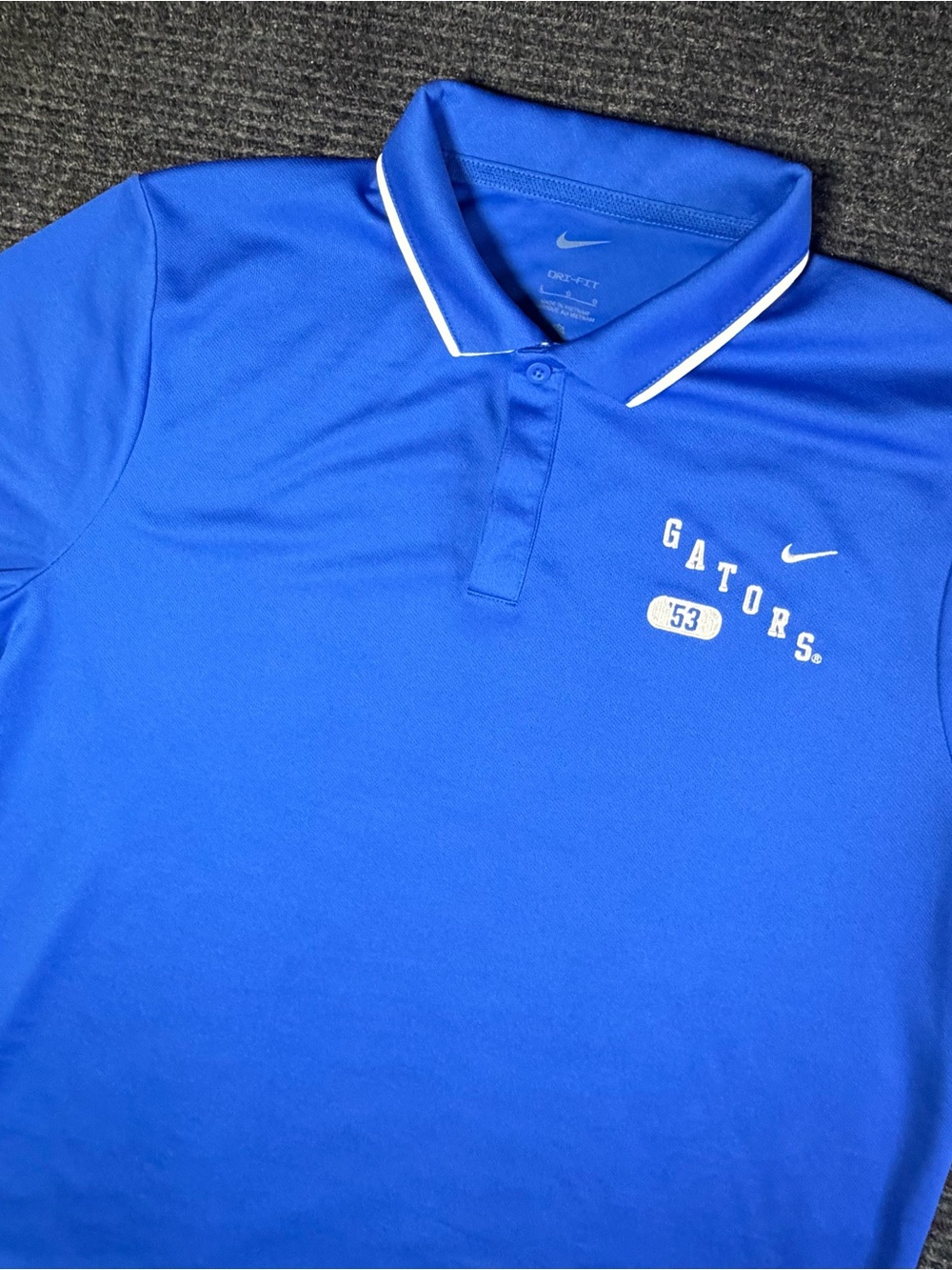 Nike men’s Royal Blue Dri-FIT Gators Polo